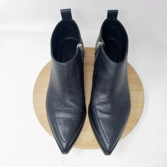 Everlane The Boss Bootie Womens 7 Black Leather Pebbled Pointed Toe Ankle Shoes - Picture 4 of 14